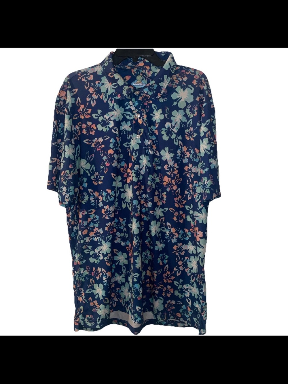 Chubbies Men’s Performance Polo Shirt Size xl floral blues and pink